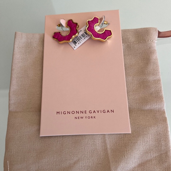 MIGNONNE GAVIGAN Magenta Mini Darby Hoop Earrings - Picture 2 of 10